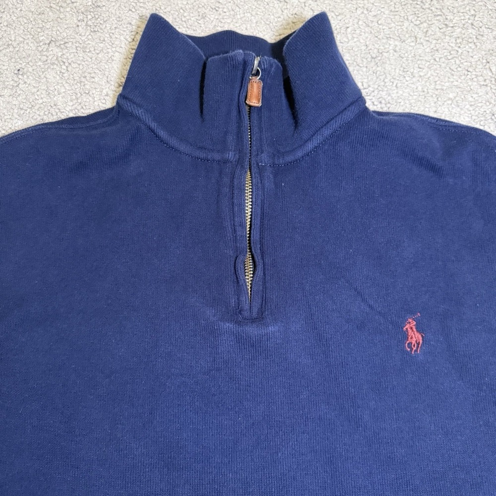 Polo Ralph Lauren Mens Quarter‎ Zip Pullover Navy Blue Size Large